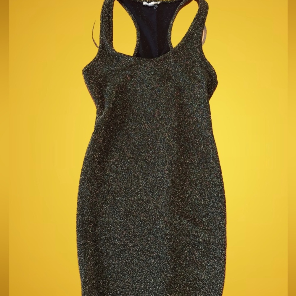 Shiny Gold Stretchy Mini Dress